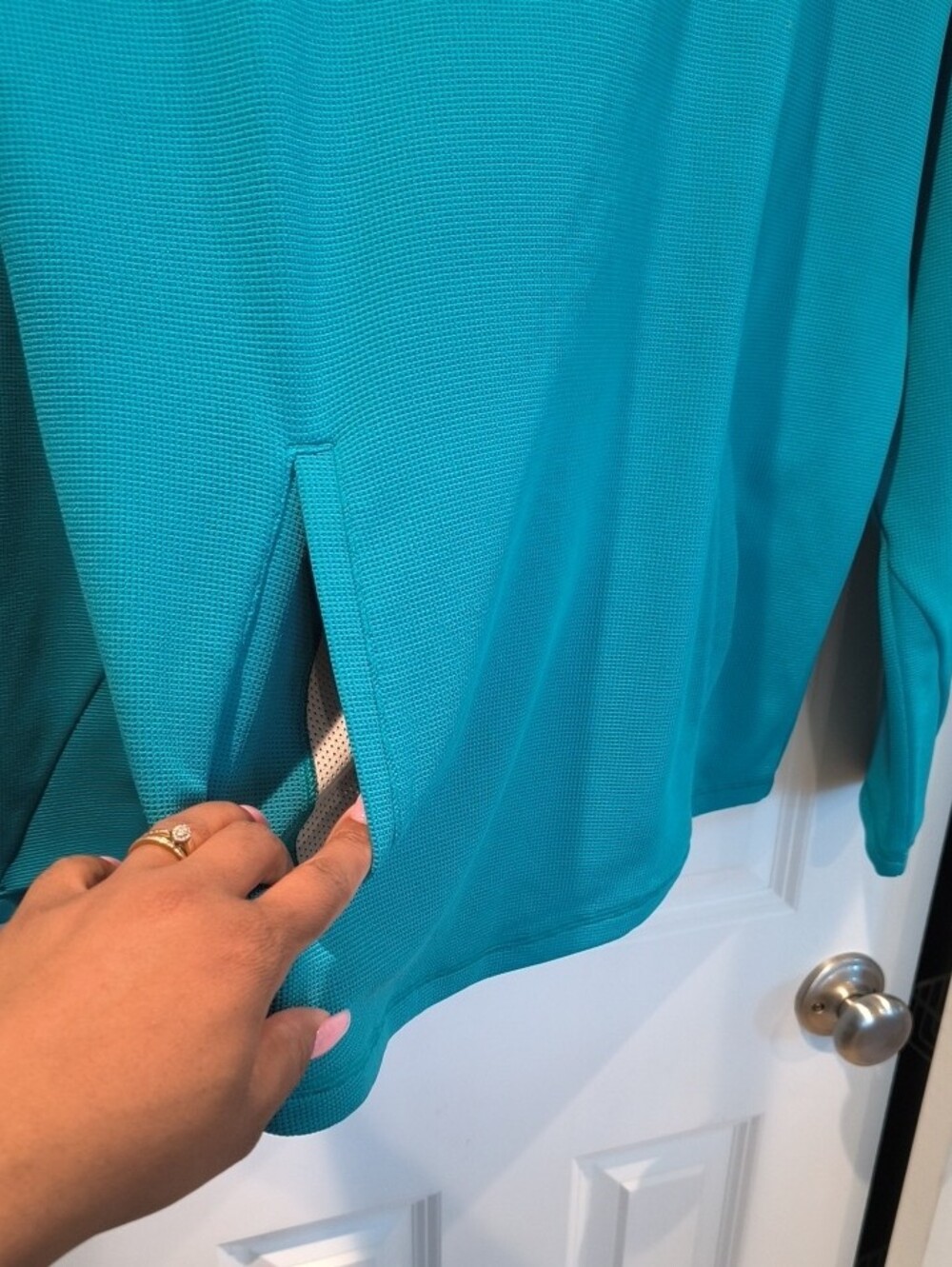 all in motion Men's Teal Crewneck Hoodie Sweater - Picture 3 of 4